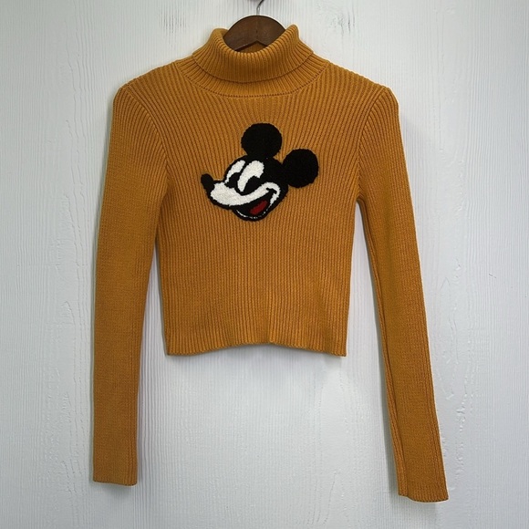 Forever 21 - Disney X Mickey Mouse Retro Yellow Crop Turtleneck Size Small - Picture 7 of 10